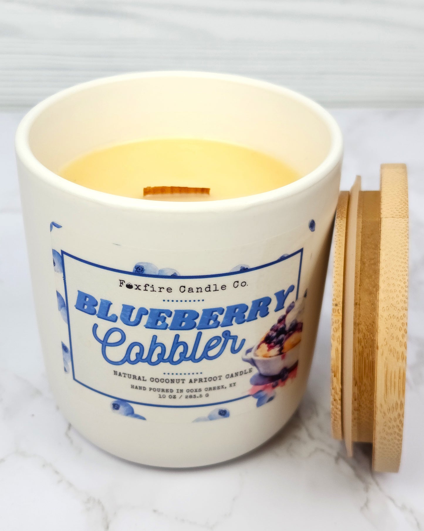 Blueberry Cobbler 10 oz White Candle 🫐